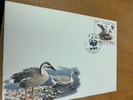 Korea Stamp Birds WWF Used FDC Entire - Corea Del Nord