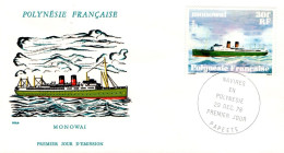 POLYNESIE FDC 1978 NAVIRE LE MONOWAI - FDC