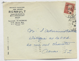 FRANCE CALLOT 75C SEUL LETTRE ENTETE RENAULT BILLANCOURT 1936 AU TARIF 2EME - 1921-1960: Période Moderne