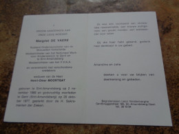 Doodsprentje/Bidprentje  Margriet DE VAERE   St Amandsberg 1889-1977 (Wwe MOORTGAT) Medest. N. W. K.Gent & St A'berg - Religion & Esotérisme