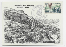 JOURNEE DU TIMBRE 12FR CARTE MAXIMUM BALLON MONTE MILLAU AVEYRON 19.3.1955 - 1921-1960: Moderne