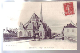 77 - NEMOURS - ÉGLISE Et La RUE De PARIS - ATTELAGE -  - Nemours