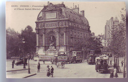 75 - PARIS - PLACE SAINT-MICHEL - TRAMWAYS - AUTOBUS - ANIMÉE - - Paris (06)