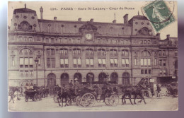 75 - PARIS - GARE SAINT-LAZARE - ATTELAGE - COUR De ROME - ANIMÉE - - Métro Parisien, Gares