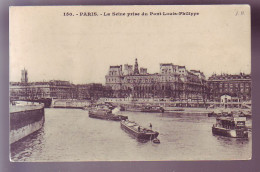 75 - PARIS -  La SEINE Au PONT LOUIS PHILIPPE - PENICHES  - - La Seine Et Ses Bords