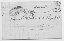 TYPE 14 THANN 1850 LETTRE + TAXE 25 DT POUR MARSEILLE - 1849-1876: Periodo Classico