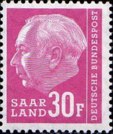 Sarre Poste N** Yv:401 Mi:419 Theodor Heuss Typographie - Unused Stamps