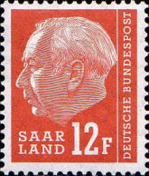 Sarre Poste N** Yv:396 Mi:414 Theodor Heuss Typographie - Unused Stamps