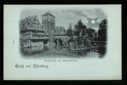 Mondschein-AK Nürnberg, Henkersteg Mit Henkerthurm  - Nuernberg