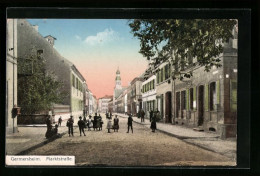 AK Germersheim, Marktstrasse Mit Kirche  - Germersheim