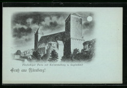 Mondschein-AK Nürnberg, Fünfeckiger Turm Mit Kaiserstallung Und Luginsland  - Nürnberg