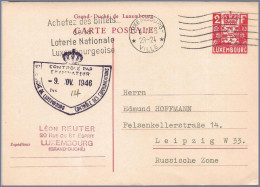 LUXEMBOURG 1946 CENSOR - 2F UPU Arms Postal Card To Germany - Stamped Stationery