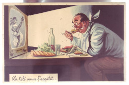 CARTE ILLUSTRÉE - LA TÉLÉ OUVRE L'APPÉTIT' - Humour