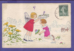 CARTE ILLUSTRÉE - COUPLE ENFANTS -  DESSIN -  - Coppie