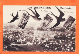 38603 / ⭐ BEDARIEUX 34-Hérault PORTEZ-LUI Mes Amitiés Pensées Tendresses Hirondelle Messagère Multivues 1910s M.T.I.L - Bedarieux