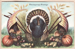 38824  / ⭐ Thanksgiving Greetings Turkey 1908  FOULQUIER Gare Cervolles Perpignan SANDER 502 - Ostern