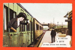 38516 / ⭐ CETTE Sète Train A L' ARRIVEE Je Vous Adresse Mes AMITIES 1910s Aqua-Photo LEOPOLD VERGER 3744 - Sete (Cette)