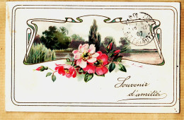 38818  / ⭐ Embossed Relief  SOUVENIR D'AMITIE  Art-Déco Floral 1907 à Henriette MARTIN Rue Broca Paris-P.B.F 6259 - Otros & Sin Clasificación
