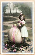 38828  / ⭐ JOYEUSES PÂQUES Fillette Oeuf Géant 27-03-1917 à Alice CATALAN  55 Grand-Rue Montpellier-Série 1038 1er - Ostern