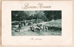 38683  / ⭐ BONNE ANNEE Au Paturage ( Troupeau Moutons ) 1910s  BRUNNER Como 5433  - Anno Nuovo