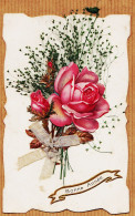 38769  / ⭐ ♥️ BONNE ANNEE Découpis Rose Ajouti Herbe Naturelle Ruban Tissu 1910s-LENEVEU à GOUDIER ST-Pierre-la-Vieille - Nieuwjaar