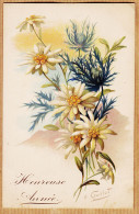 38752  / ⭐ HEUREUSE ANNEE Illustration E. GUILLOT Série Fleurs 1910s C.C - New Year