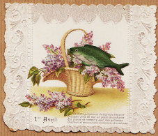 38801  / ⭐ Tres Bel Embossage Dentelle Premier 1er AVRIL Ajouti Poisson Suprême élégance 1910s  Dim 12x10cm - April Fool's Day