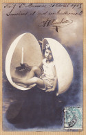 38837  / ⭐ PÂQUES Fillette Oeuf Pont-Ste-Maxence 21-04-1905 à Gustave BLANCHETTE Pecquencourt Montigny-en-Ostrevent - Easter
