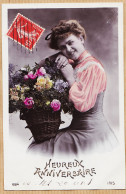 38857  / ⭐ HEUREUX ANNIVERSAIRE 20 Ans Jeune Femme Corbeille Fleurs 1910s De BLANCHETTE-IRIS 1024 - Geburtstag