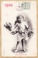 38740  / ⭐ Angelot Cupidon BONNE ANNEE 1906 A TOUS 31-12-1905 à BLANCHETTE Epicier Rue Cury Pont-Ste-Maxence-BERGERE - Nouvel An