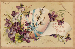 38830  / ⭐ Carte Embossée JOYEUSES PÂQUES Oeuf Violettes 02-04-1904 à GAYREL Rue Du Père GIBRAT Gaillac Tarn - Ostern