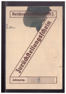 DT- Reich (024188) Propaganda Zurückstellungsschein Reichsarbeitsdienst WJ. Ausgestellt Offenbach A Main 23.8.1941 - Documentos Históricos