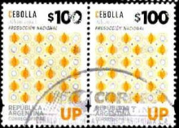 Argentine Poste Obl Yv:3146 Mi:3146 Cebolla Allium Cepa L. Paire (Beau Cachet Rond) - Used Stamps