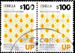 Argentine Poste Obl Yv:3146 Mi:3146 Cebolla Allium Cepa L. Paire (Beau Cachet Rond) - Usados