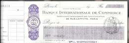 Ancien Carnet Chèques Banque Internationale De Commerce 26 Rue Laffitte Paris 5 Chèques Restant L. Wischnegradsky - Chèques & Chèques De Voyage
