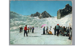 DESCENTE DE LA VALLEE BLANCHE 74 - Au Pied Des Séracs Du Géant Aiguille Du Diable Et Le Gros Rognon Skieur Groupe Guide - Other & Unclassified