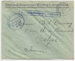 GERMANY LETTRE ENTETE BRIEF OFFIZIERS GEFANGENANLAGER WULZBURG 1916 GEPRUFT  TO ALGERIE - Storia Postale