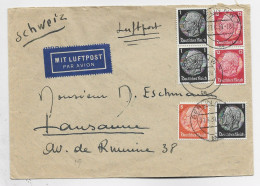 GERMANY REICH 12CX2+1CX3+8C DEFAUT LETTRE COVER BRIEF AVION  LUFTPOST BERLIN 27.6.1939 TO LAUSANNE SUISSE - Storia Postale