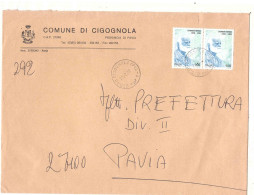 1998 2 X L.900 LEONIDA REPACI BUSTA COMUNE DI CIGOGNOLA PAVIA - 1991-00: Marcophilia