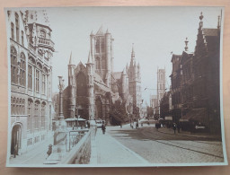 Ancienne Photo Originale De L'eglise St Nicolas A GAND Belgique Format 17X12 Belle Vue Animee Et Rare - Places