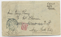 EGYPTE LETTRE COVER RABELTIN 1915 TO NEW YORK USA ON ACTIVE SERVICE - 1915-1921 Brits Protectoraat