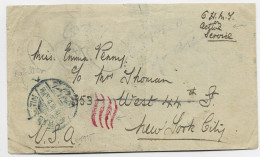 EGYPTE LETTRE COVER RABELTIN 1915 TO NEW YORK USA ON ACTIVE SERVICE - 1915-1921 British Protectorate