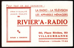 Buvard 121 X 13,4 RIVIER'A RADIO  Radio Télévision Appareil Ménagers à Villeurbanne Rhône - Elettricità & Gas