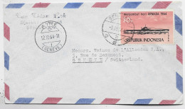 INDONESIA 30C SOUS MARIN SOLO LETTRE COVER AIR MAIL SEMARANG 5.11.1964 TO SUISSE AIRE GENEVE - Indonesië