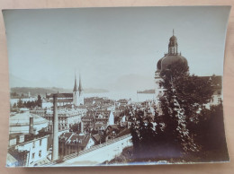 Ancienne Photo Originale Lucerne Luzern Suisse Eglise Vue Sur Le  Lac Format 17X12 Belle Vue Rare - Lieux