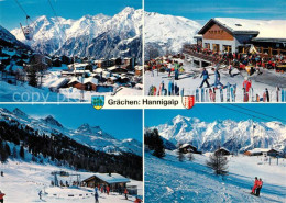 13300489 Graechen VS Panorama Dorf Graechen Hannigalp Distelhorn Skilift Winters - Altri & Non Classificati
