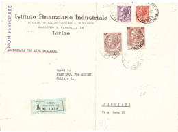 ASSICURATA CON 2 X L.100 SIRACUSANA ANNULLO TORINO SUCC.17 VIA BERTOLA - 1946-60: Marcophilia