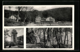 AK Wittmar Bei Wolfenbüttel, Blick Auf Die Waldwirtschaft Zur Asse, Gasthof, Burgruine, Bismarcksäule  - Wolfenbuettel