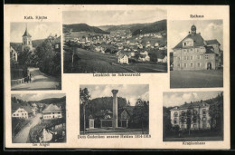 AK Lenzkirch I. Schwarzwald, Panorama, Rathaus, Krankenhaus, Im Angel Und Kirche  - Andere & Zonder Classificatie
