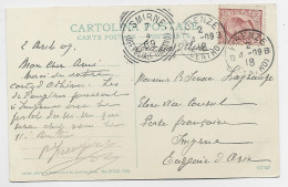 ITALIA 10C SOLO  CARTOLINA FIRENZE 4.09.1918 CENTRO TO  POSTE FRANCASIE A SMYNRE TURQUIE SMIRNE UFF POSTAL ITALIANO - Marcofilía